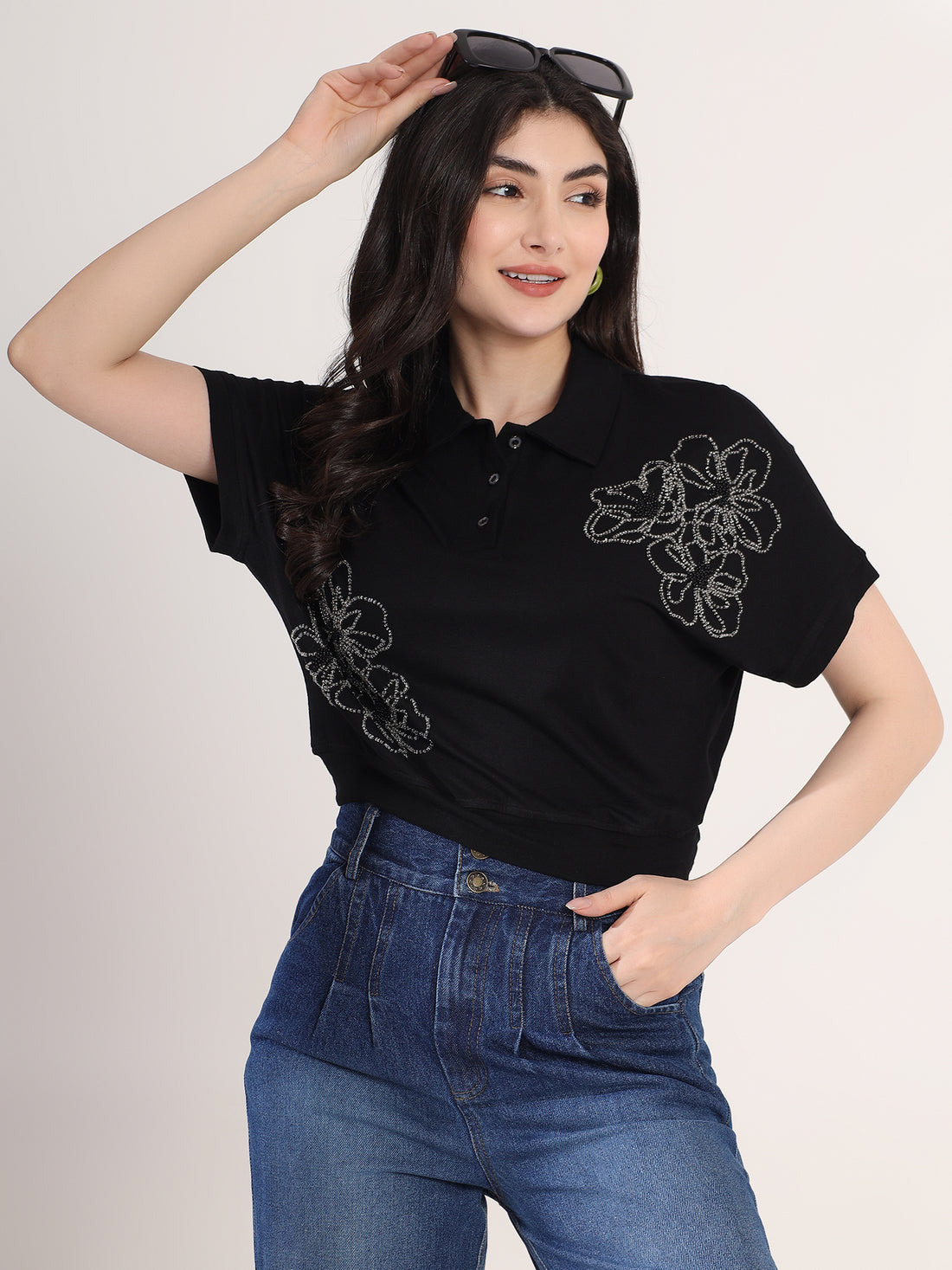 Embellished Black T-Shirt