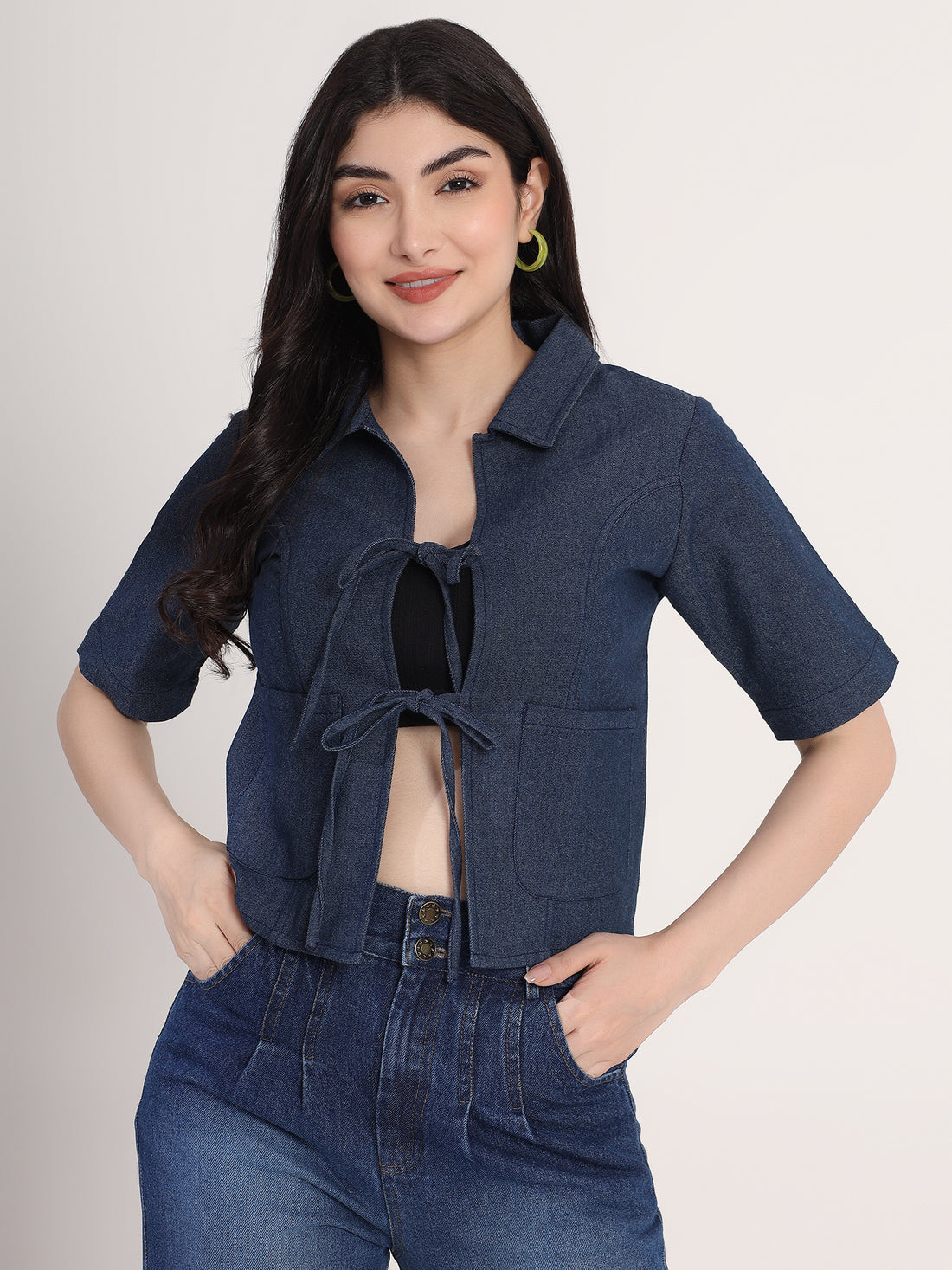 Classy Blue Denim Shirt Top