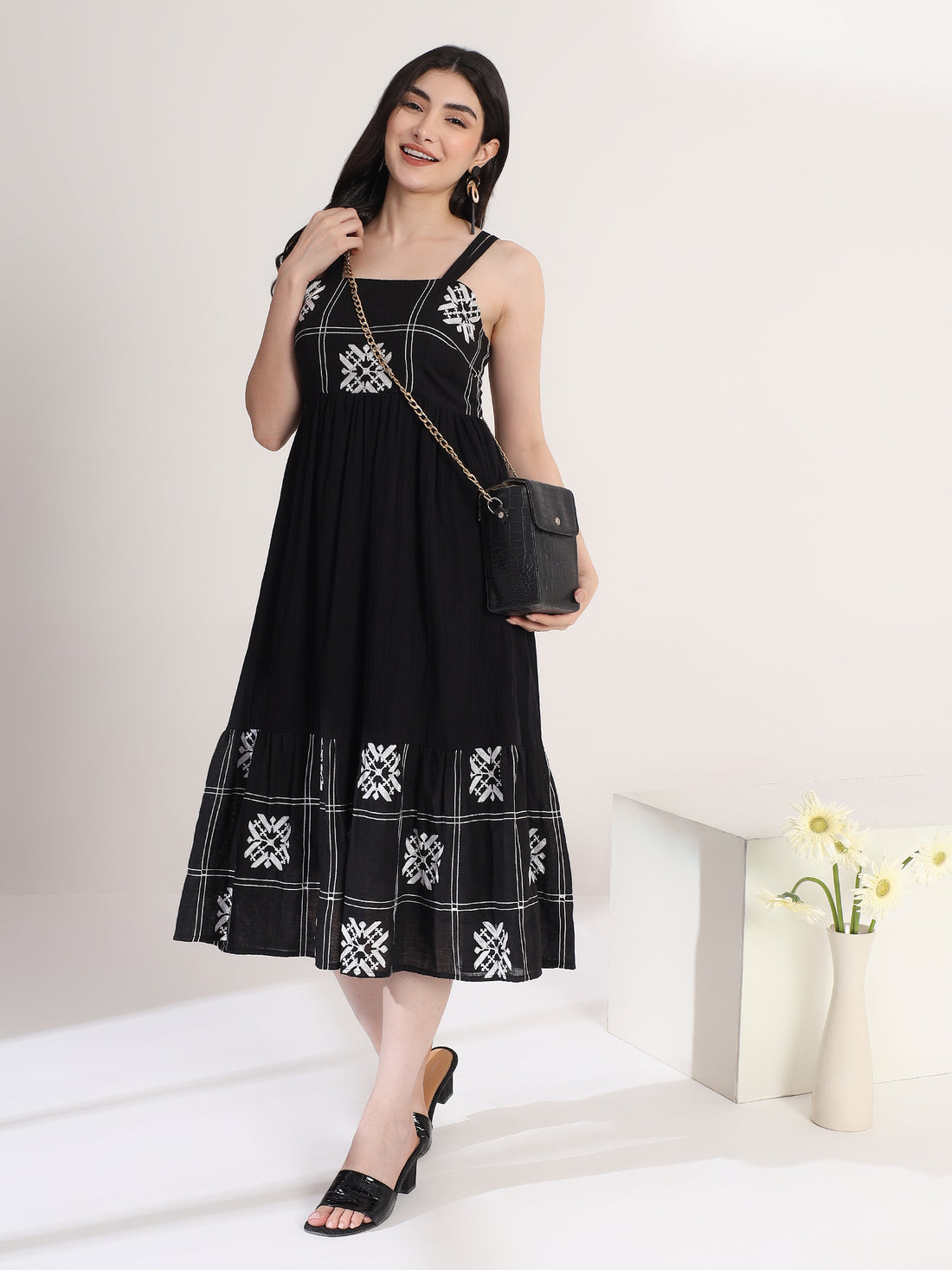 Classy Black Flared Dress