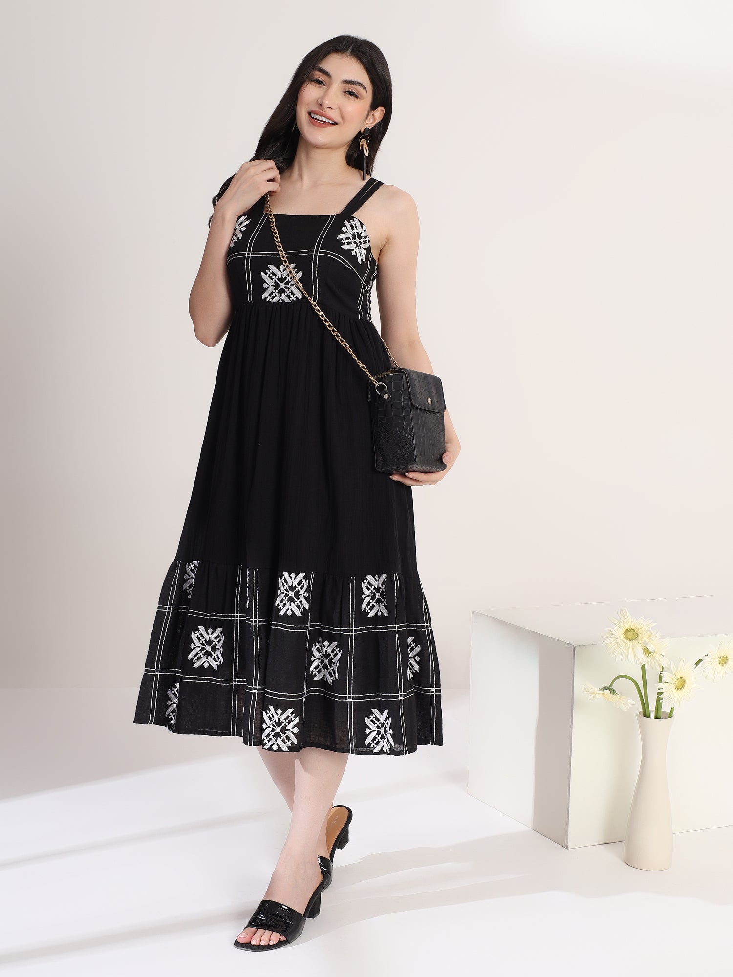 Classy Black Flared Dress