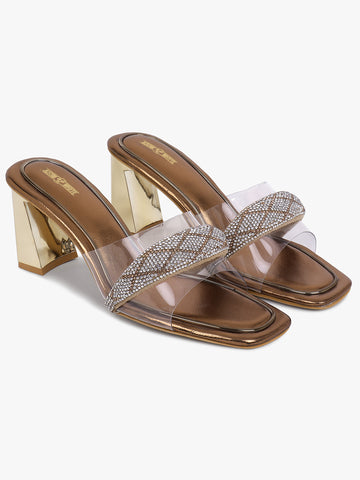 Stylish Tan Block Heel Sandals