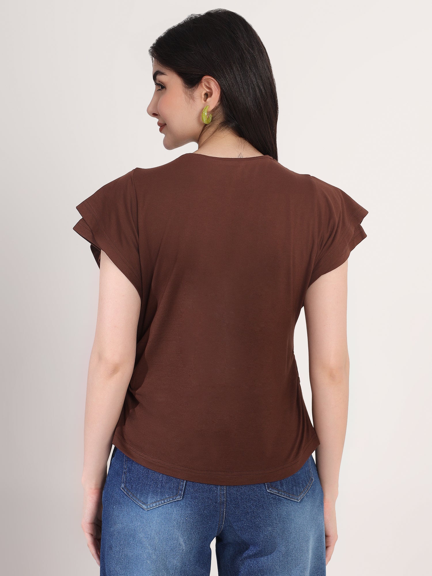 Classy Brown Printed T-Shirt