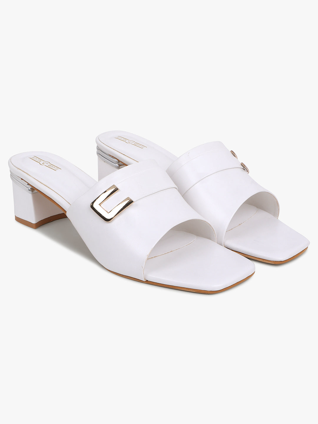 Classy White Low Heel Sandals