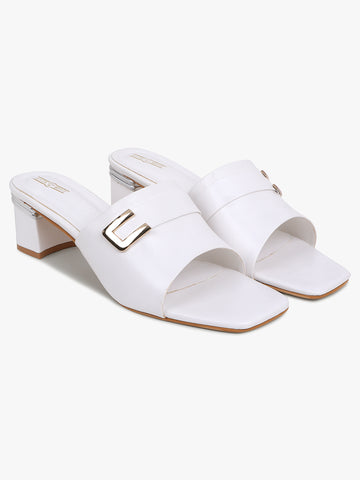 Classy White Low Heel Sandals