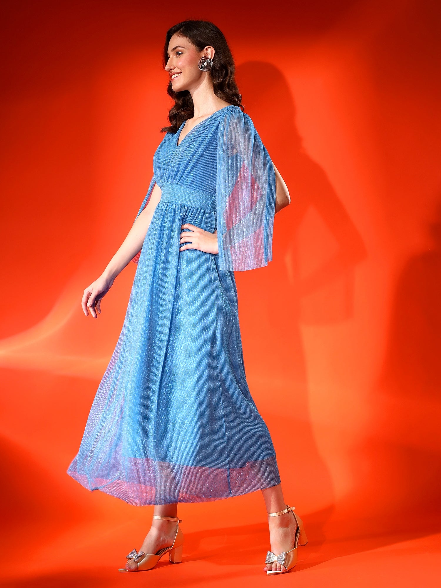 Sparkle Blue Flared Dress