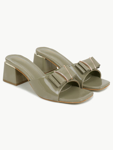Fancy Green Block Heel Sandals