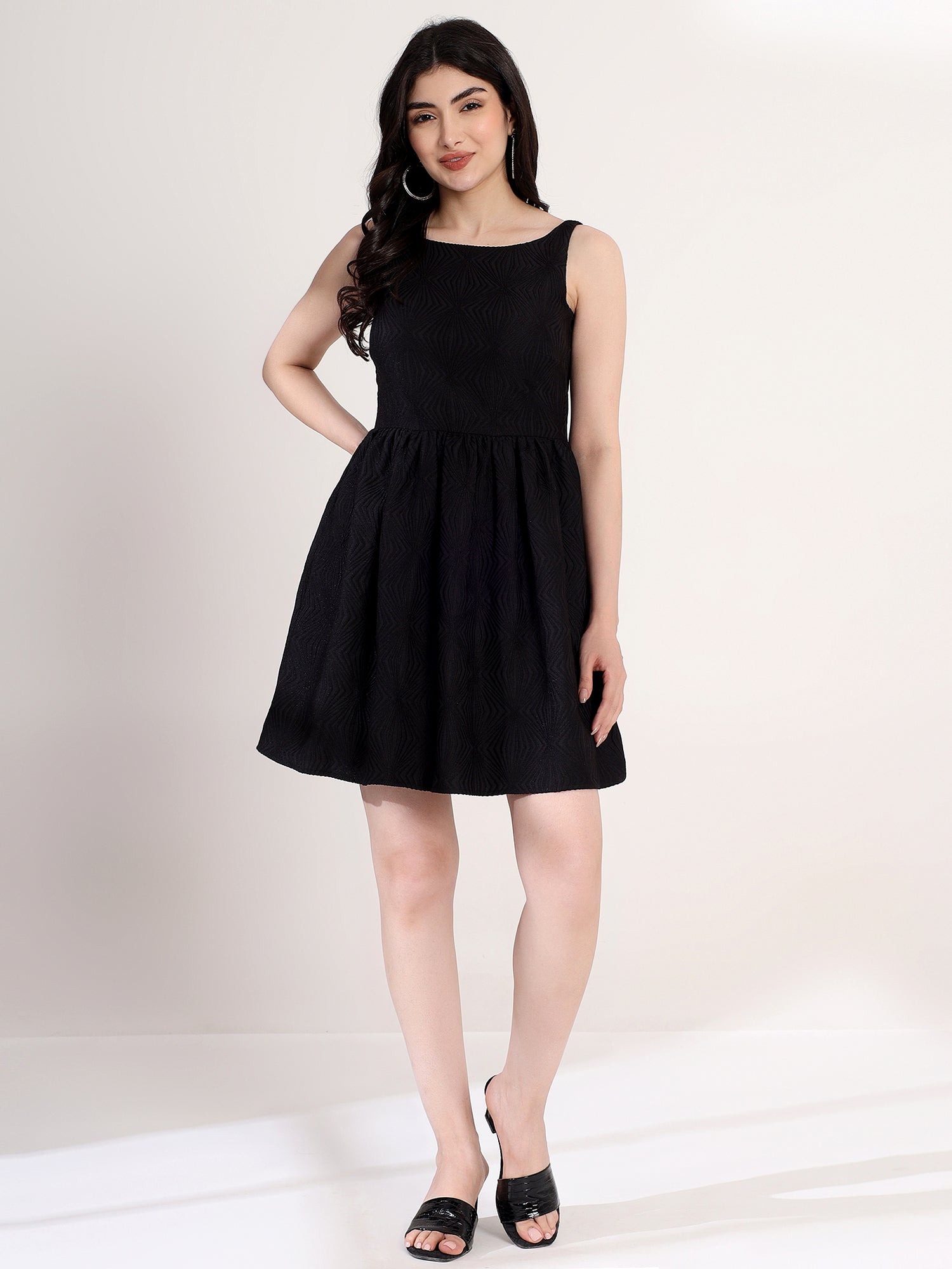 Black Flared Mini Dress