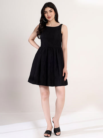 Black Flared Mini Dress