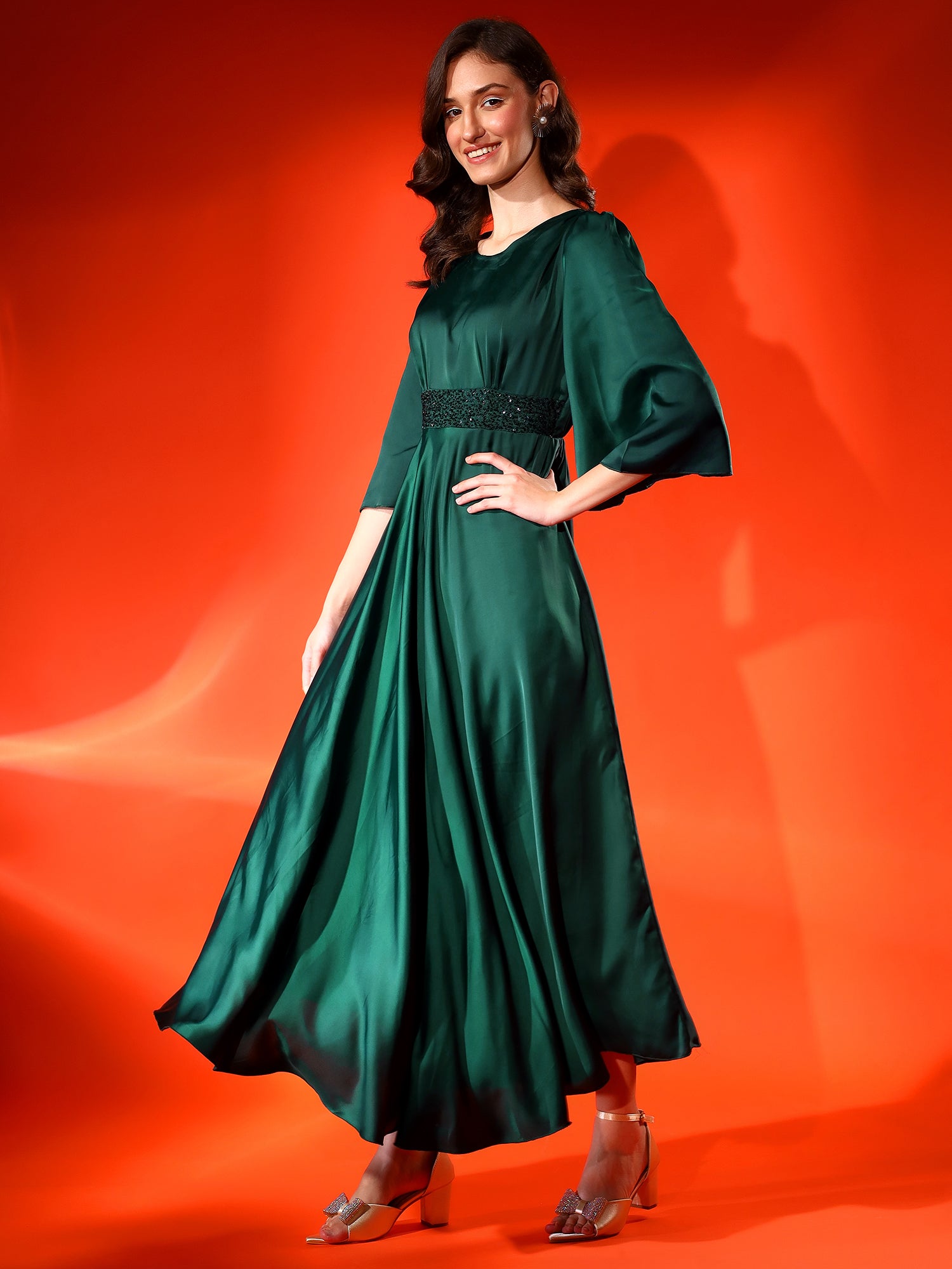 classy green dress Emerald Green Satin Dress