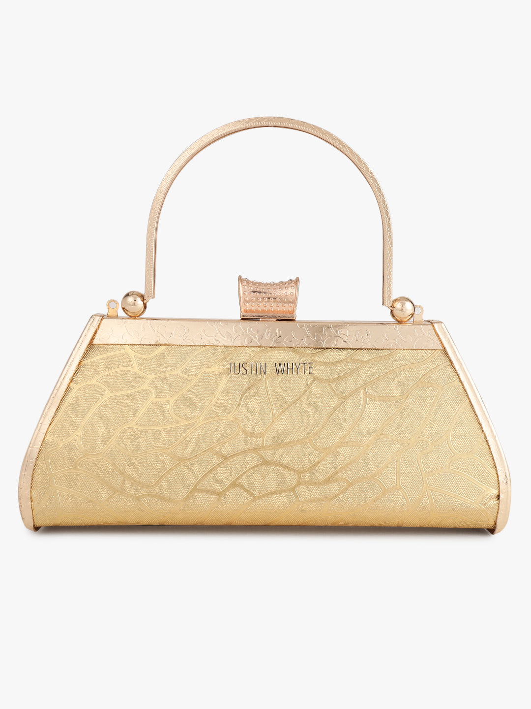 Patterned Fancy Golden Evening Handbag