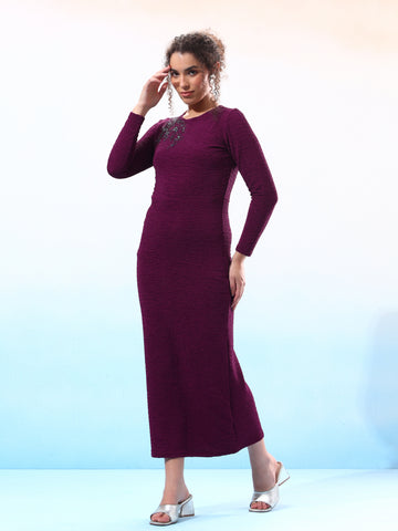 Embellished Purple Sheath Dress