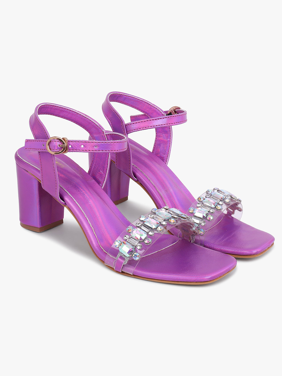 Fuchsia Pink Block Heel Sandals