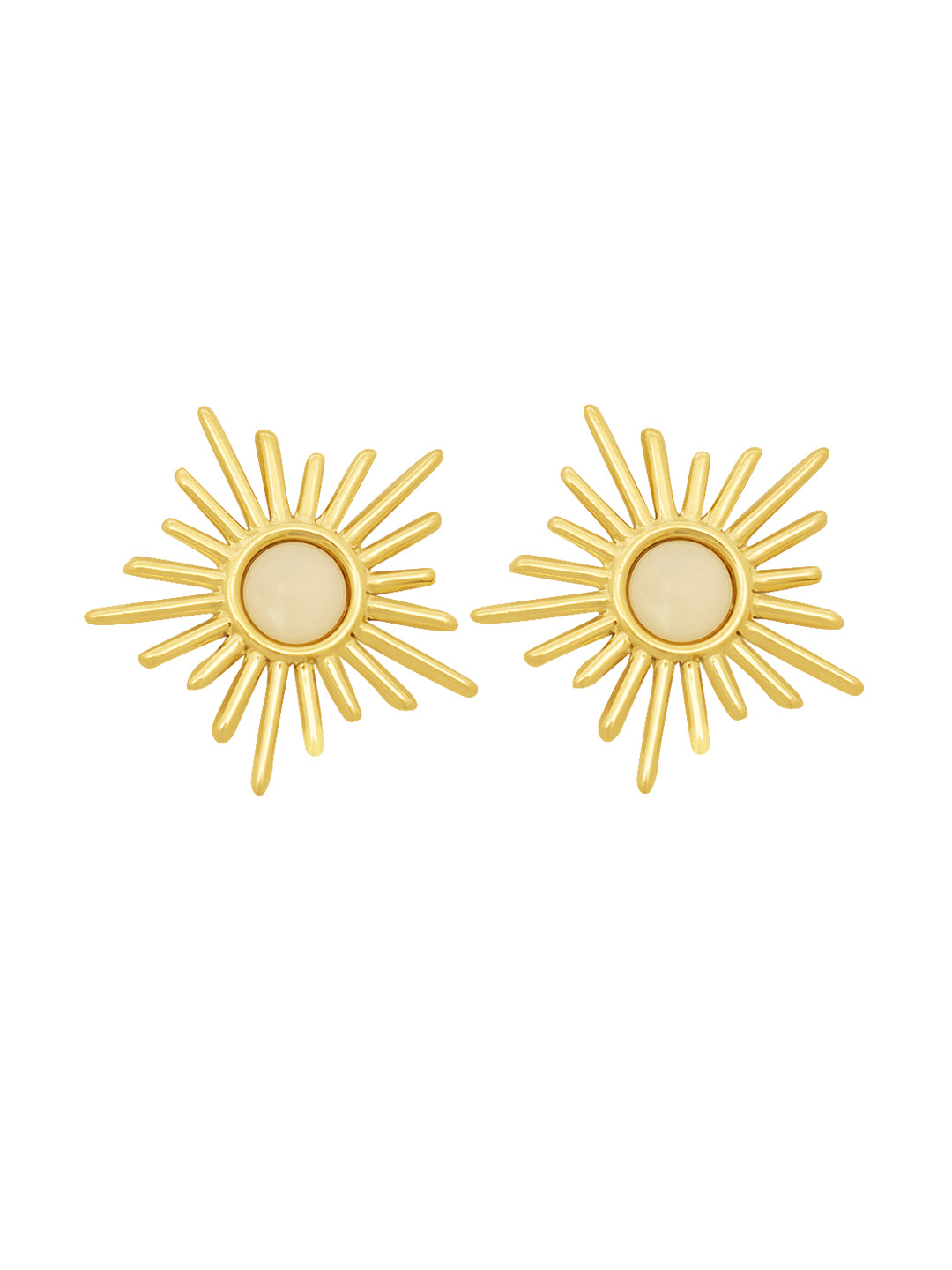 Women Gold Plated Sun Rays Stud Earrings