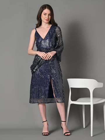 Embellished Blue Layered Party dress