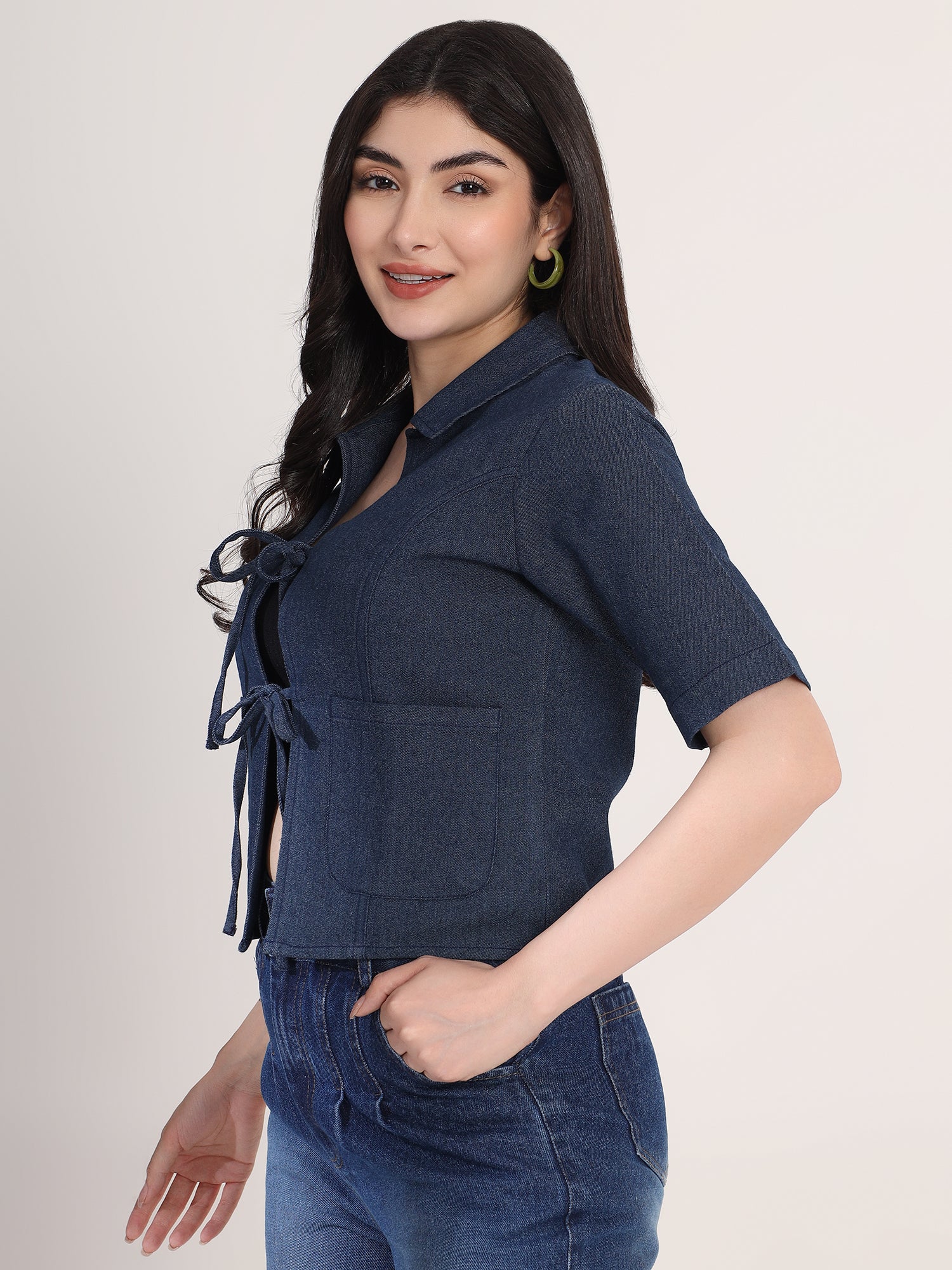 Classy Blue Denim Shirt Top