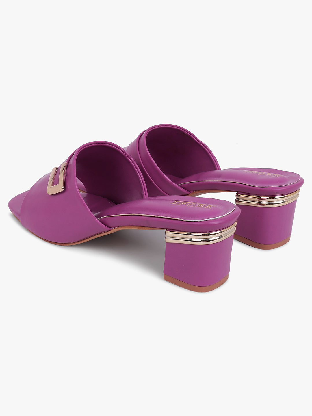Fancy Pink Block Heel Slippers
