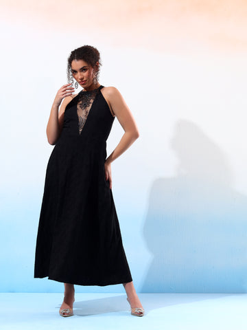 Classy Black Flared Dress