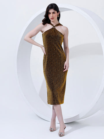 Embellished Gold Sheath Dress
