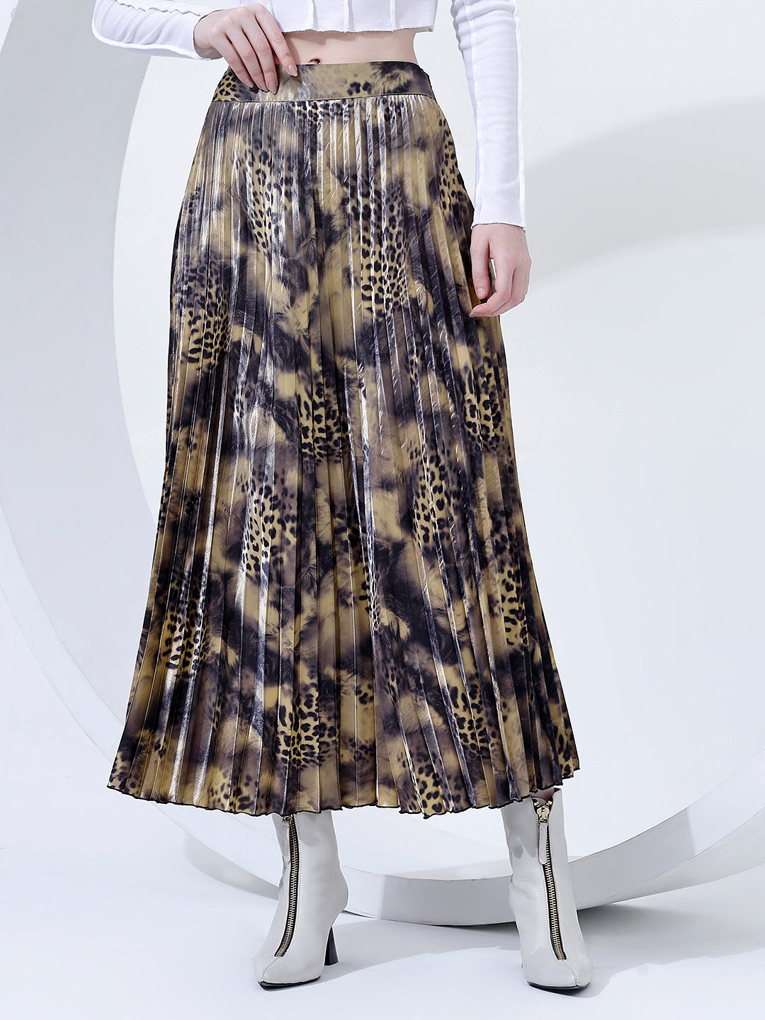 Fancy Pleated Printed Skirt