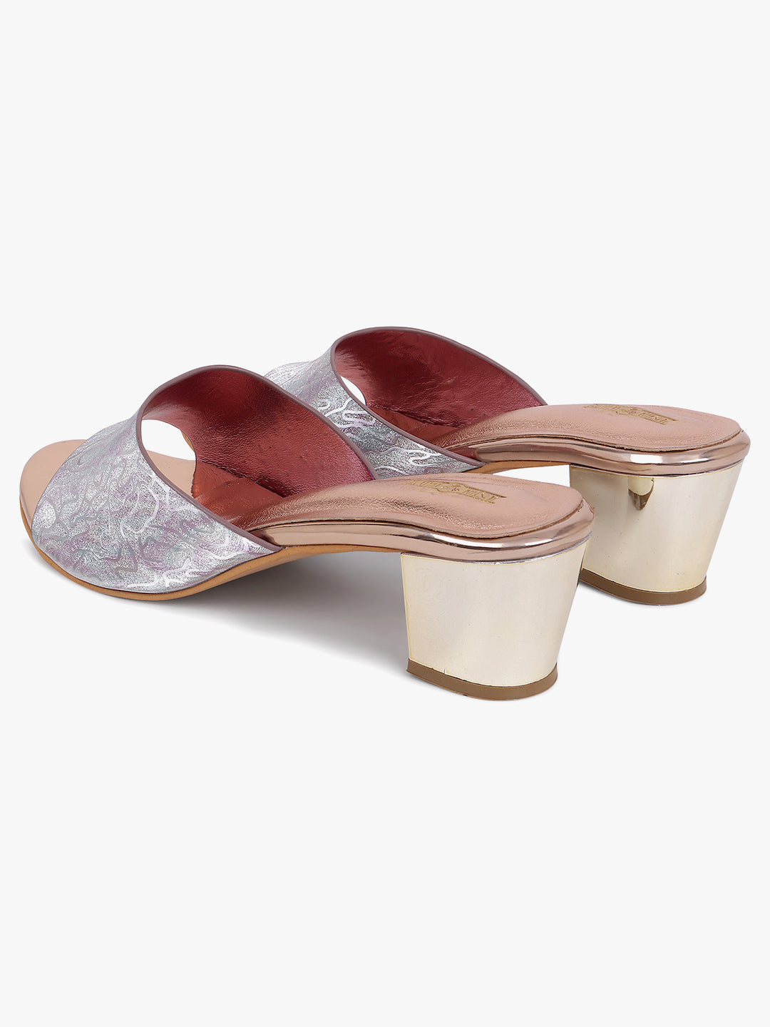Embellished Golden Block Heel Sandals