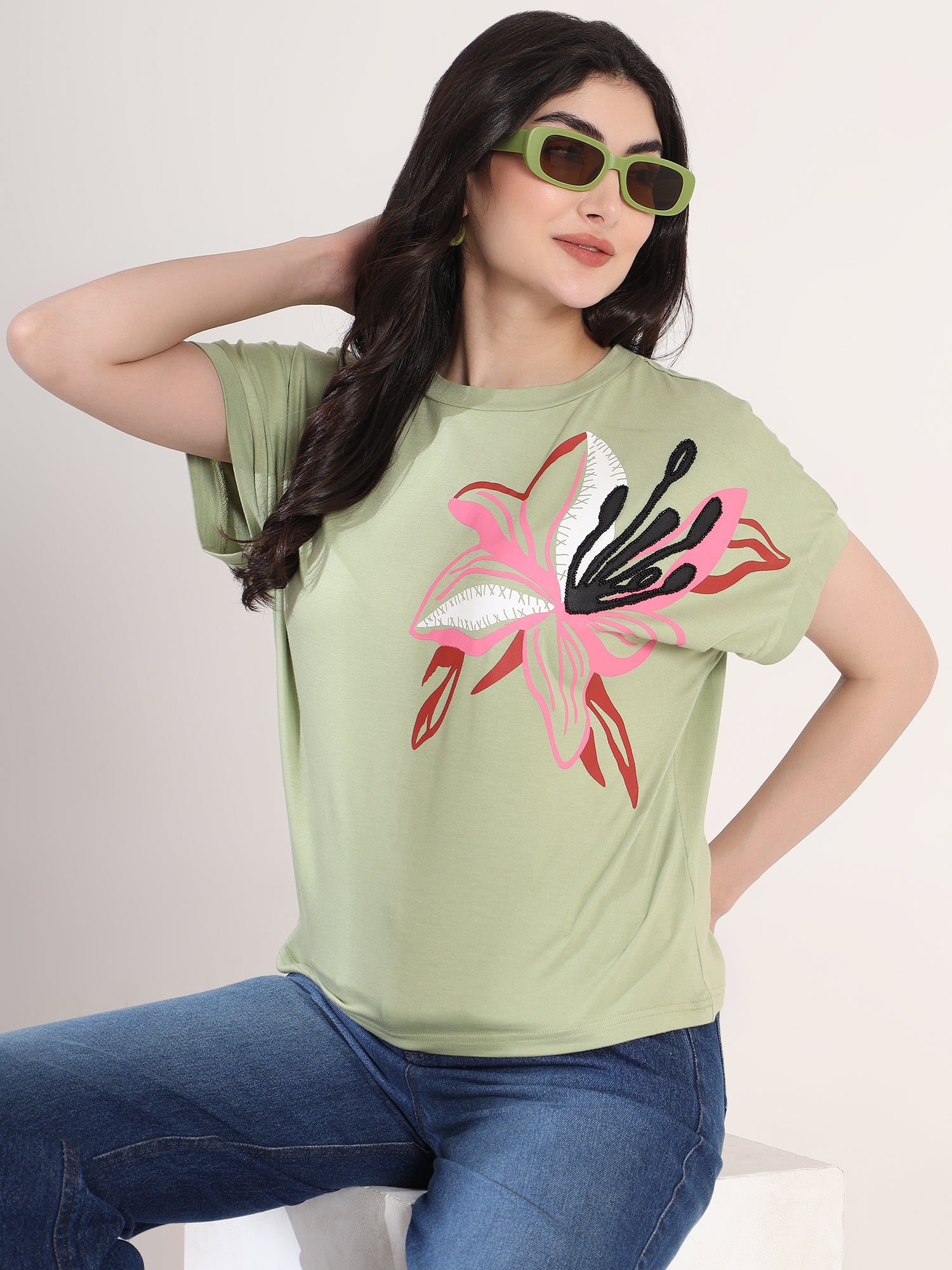 Fancy Green Floral T-Shirt