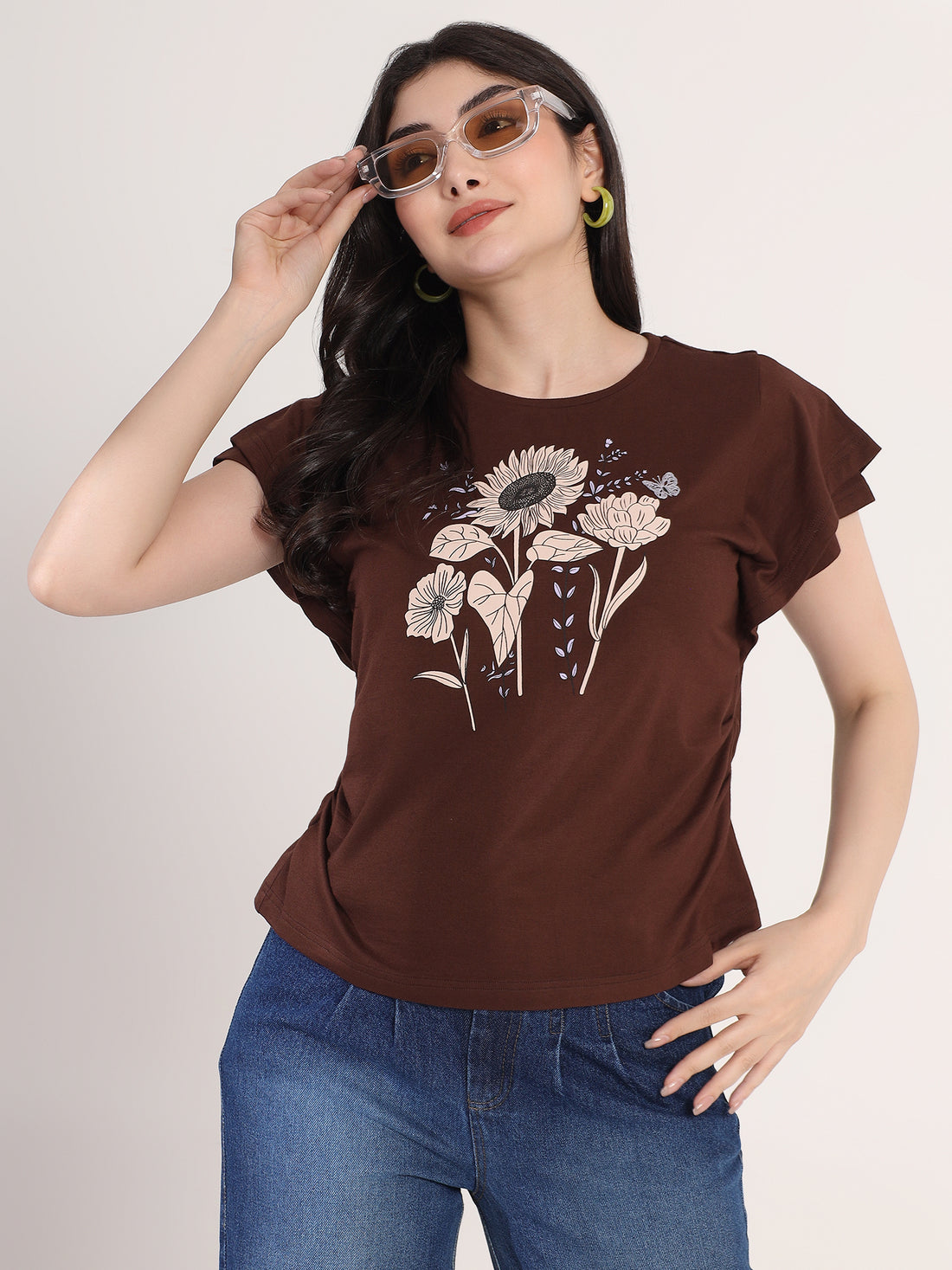 Classy Brown Printed T-Shirt