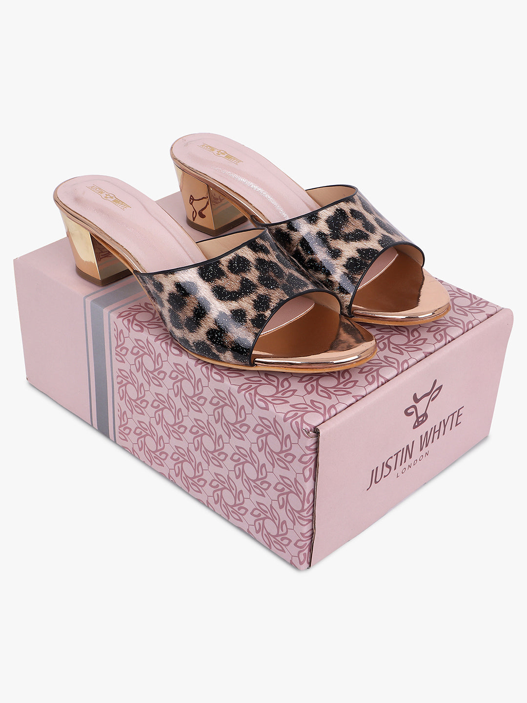 Patterned Brown Low Heel Sandals