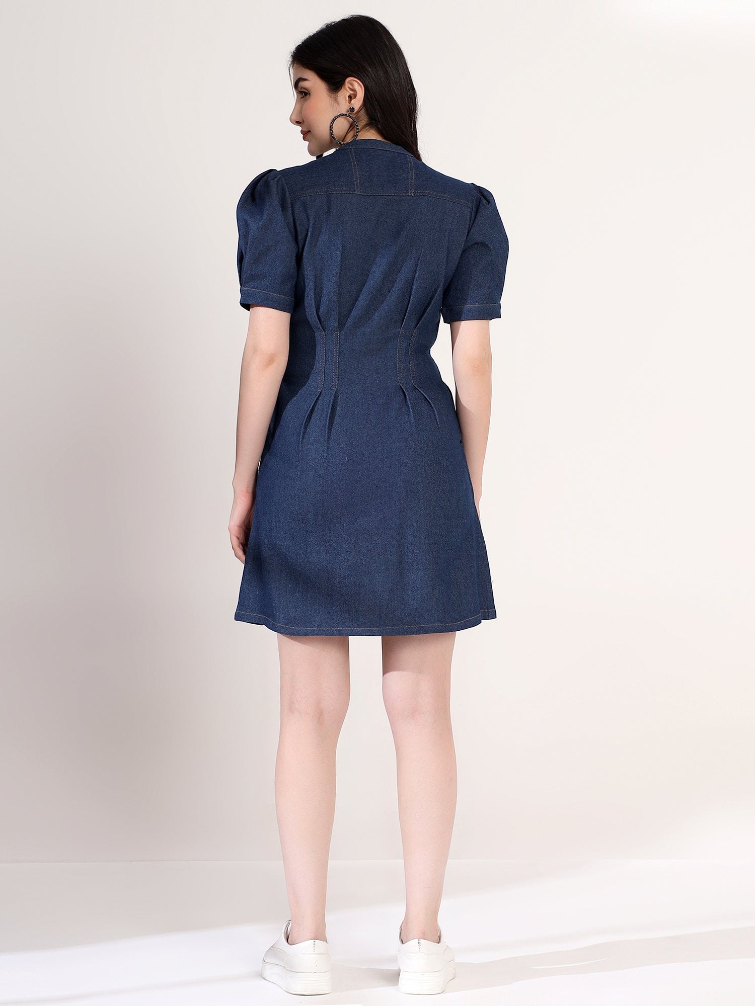 Classy Blue Denim Shirt Mini Dress