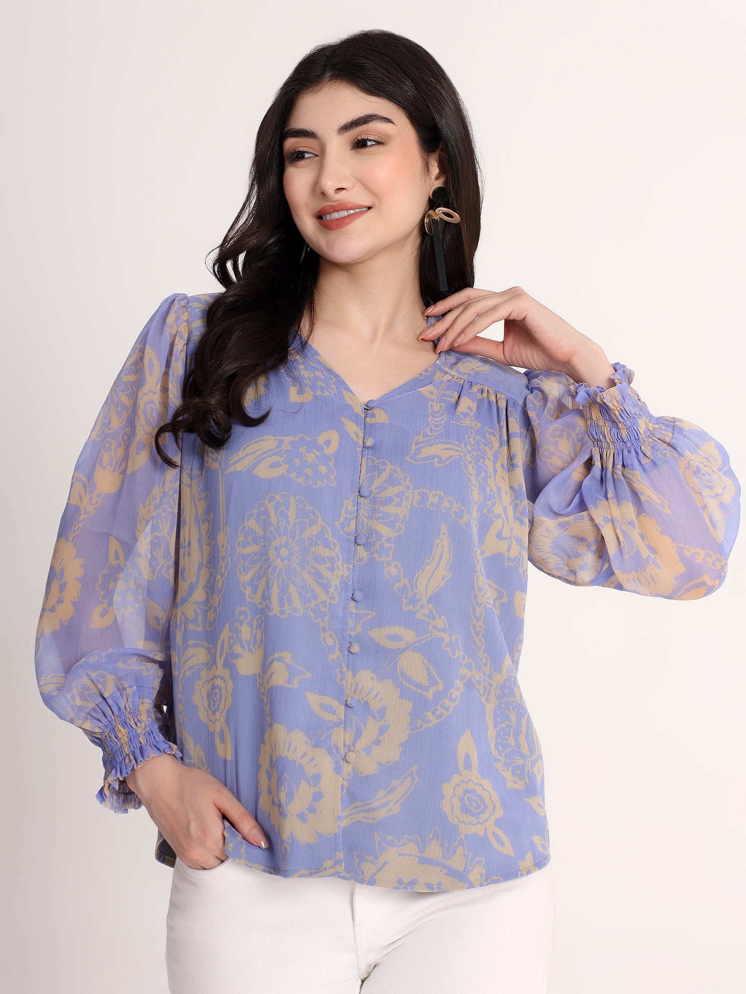 Classy Printed Blue Top