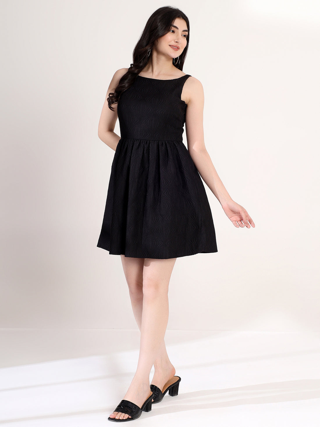 Black Flared Mini Dress