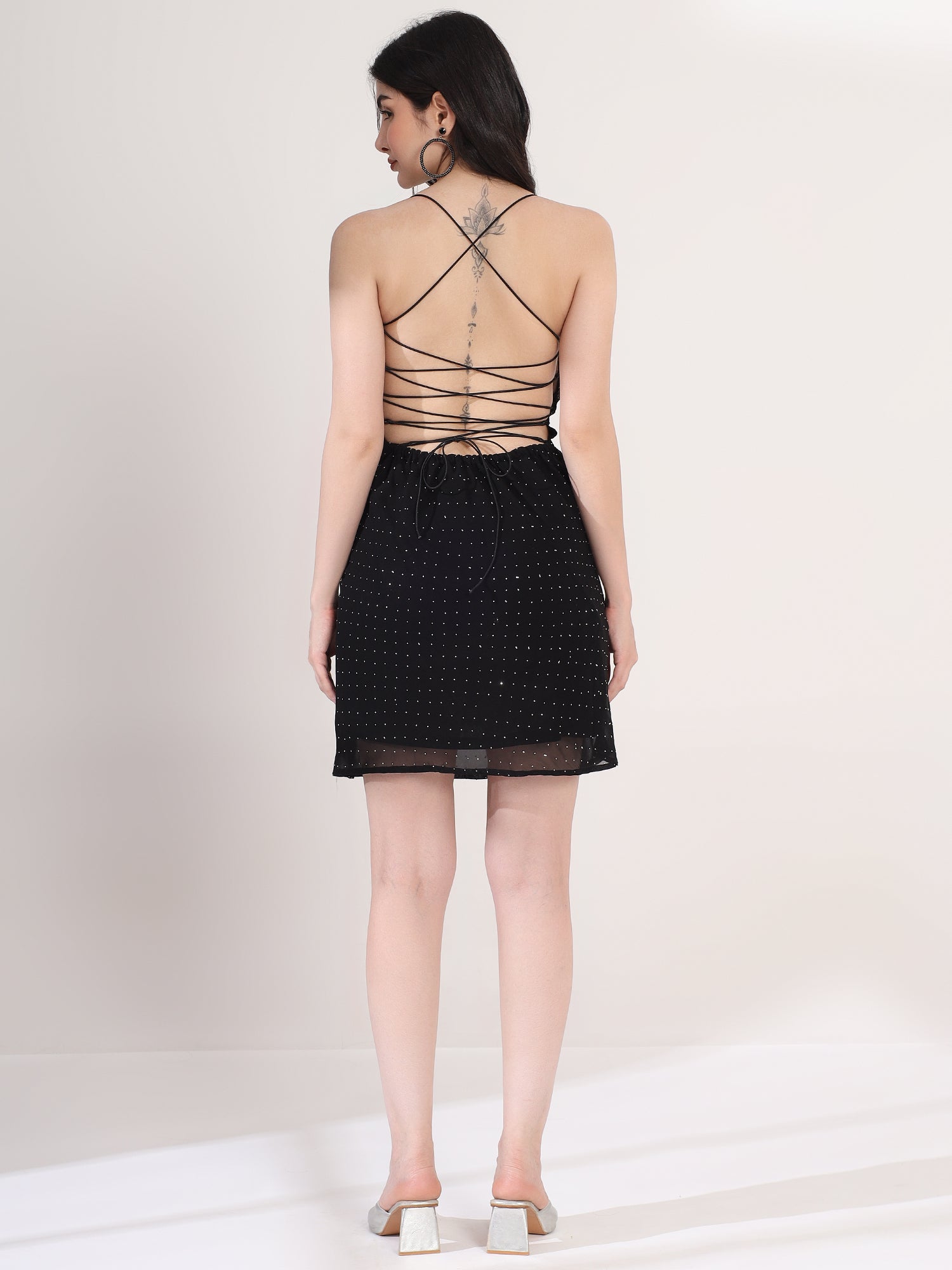 Embellished Black Mini Dress