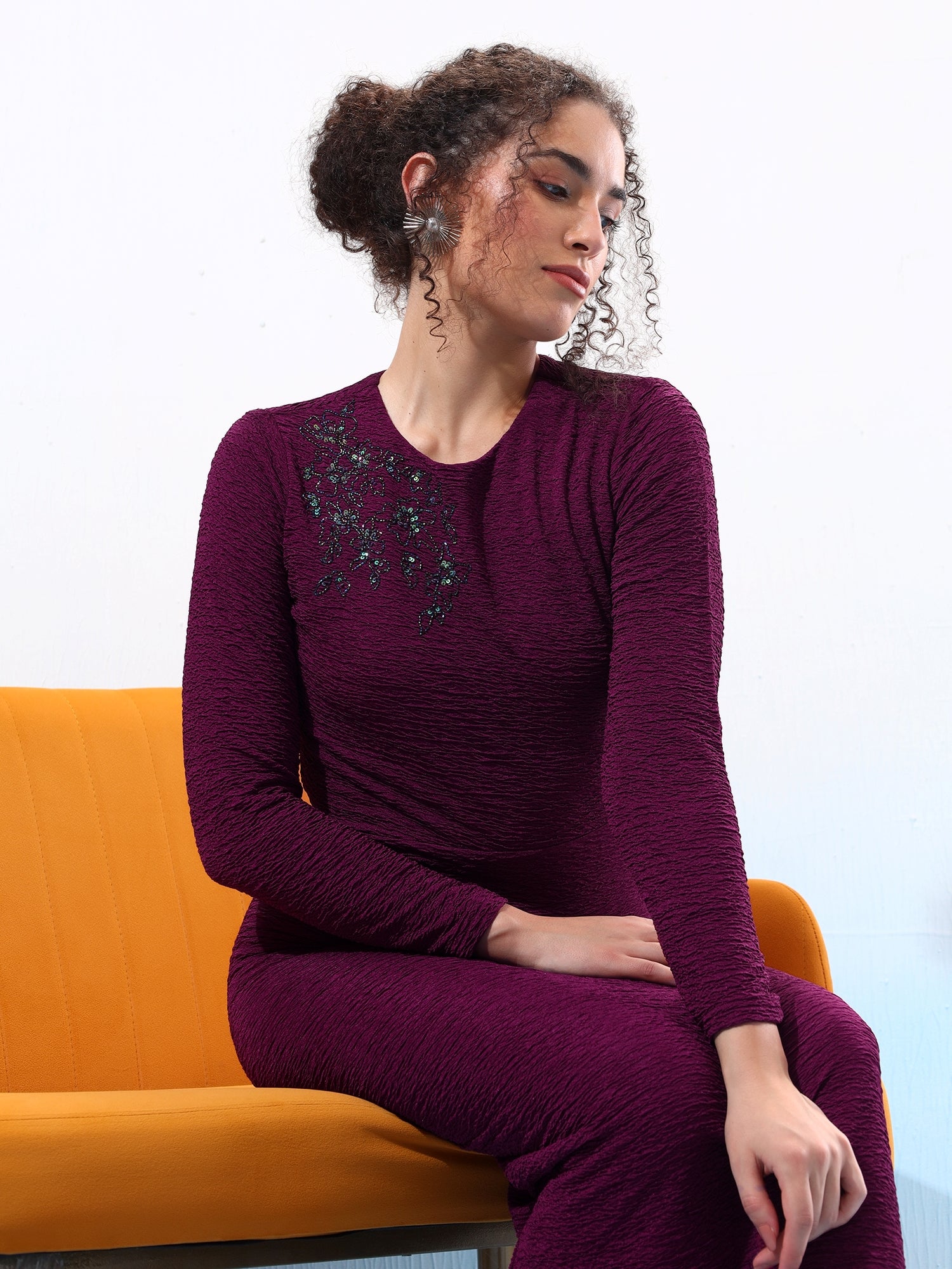 Embellished Purple Sheath Dress