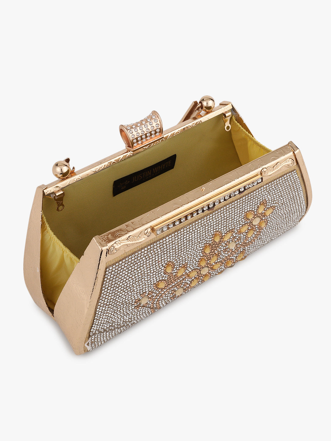 Patterned Fancy Golden Evening Handbag