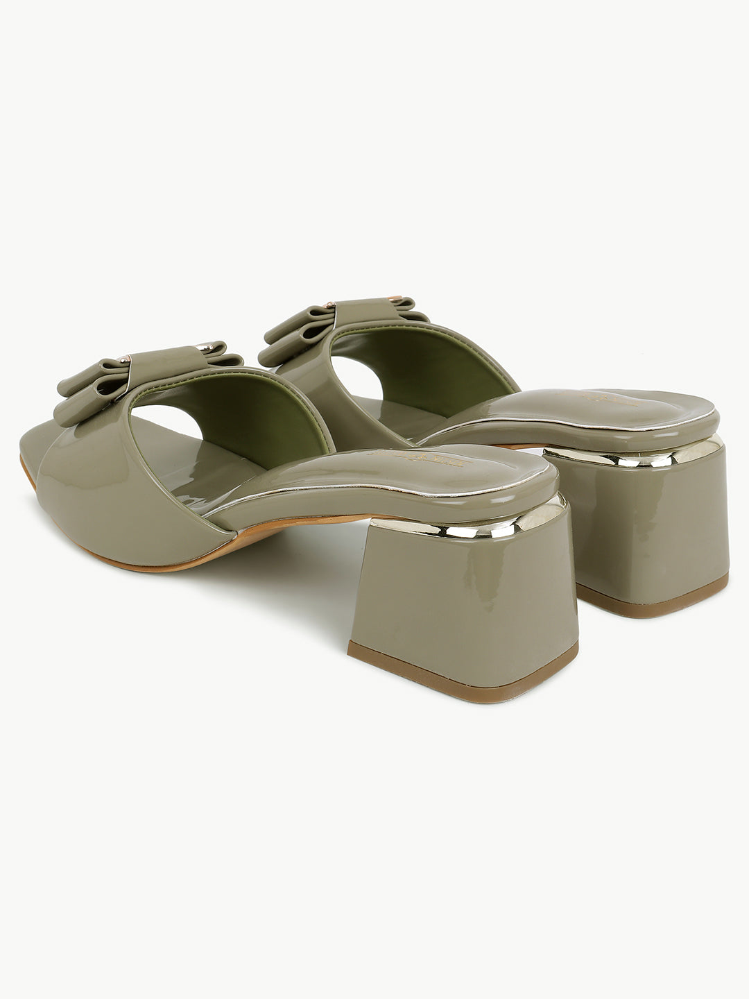Fancy Green Block Heel Sandals