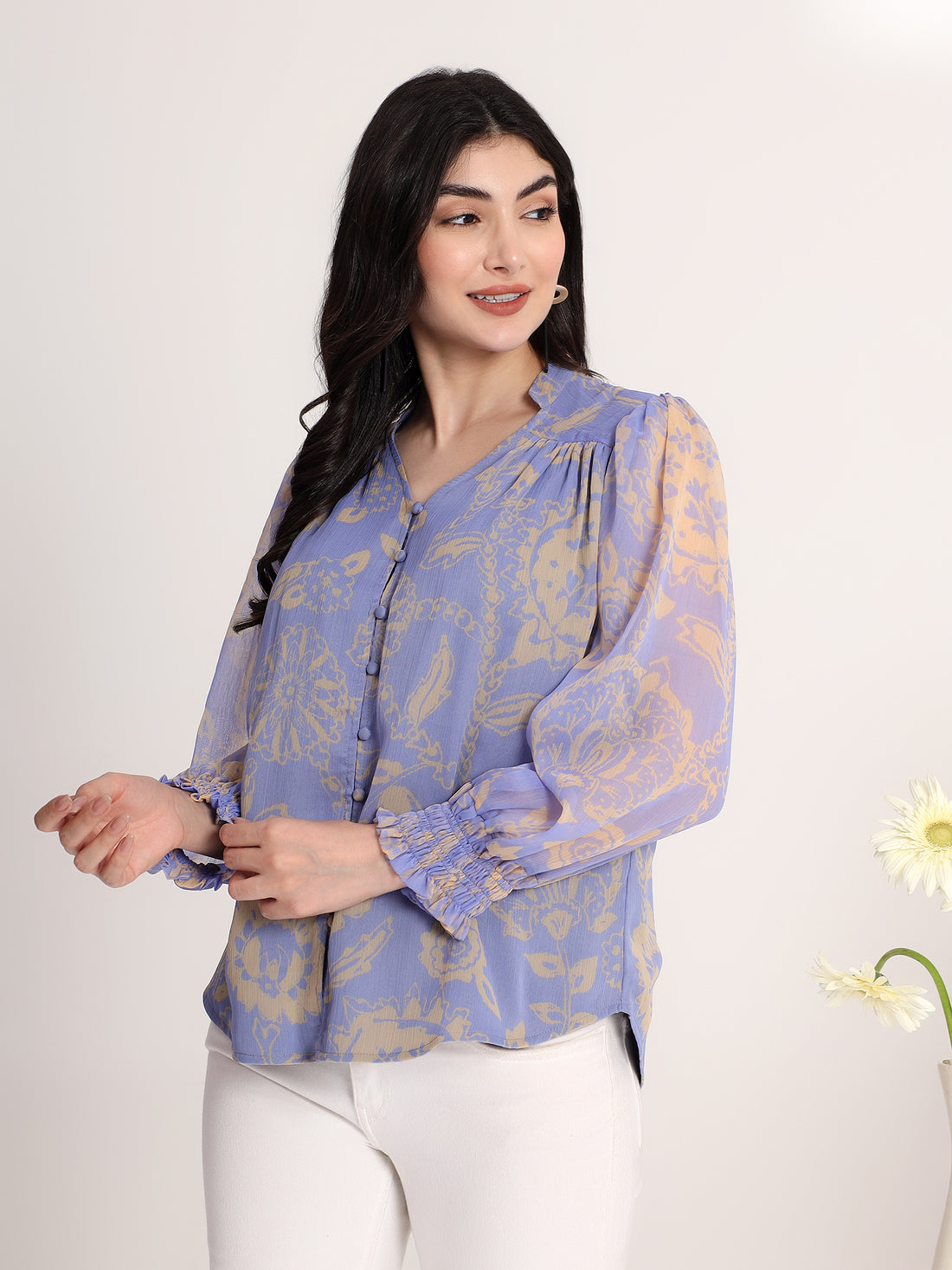 Classy Printed Blue Top