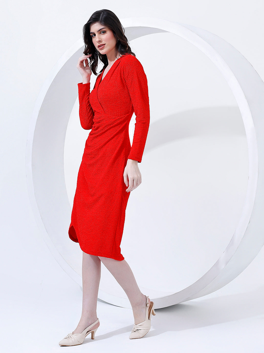 Stylish Red Layered Dress