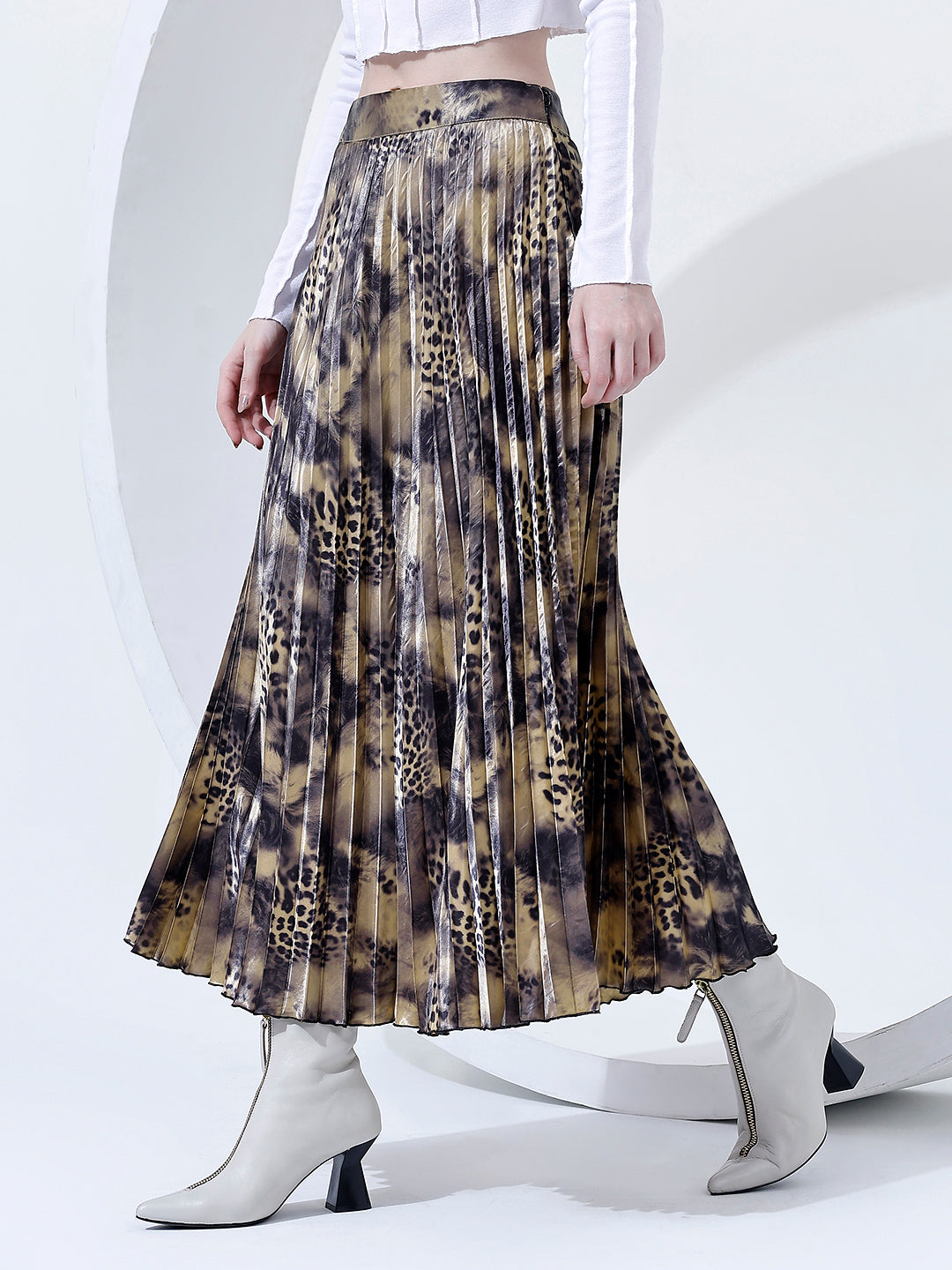 Fancy Pleated Printed Skirt