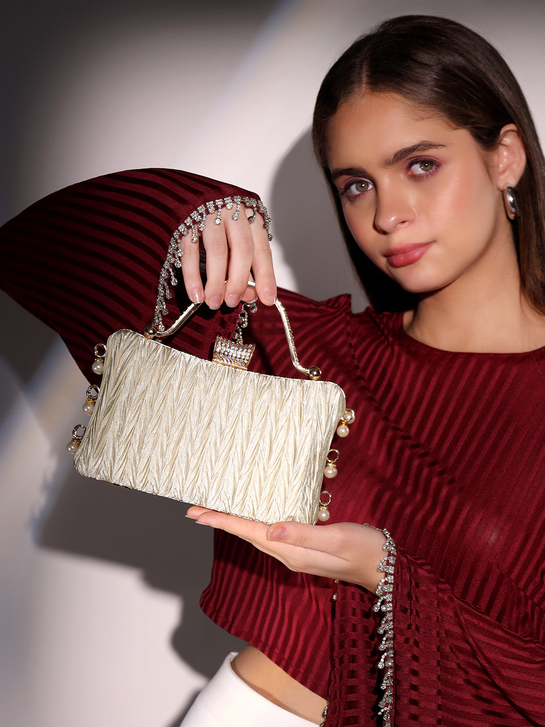 Structured Cream Evening Handbag