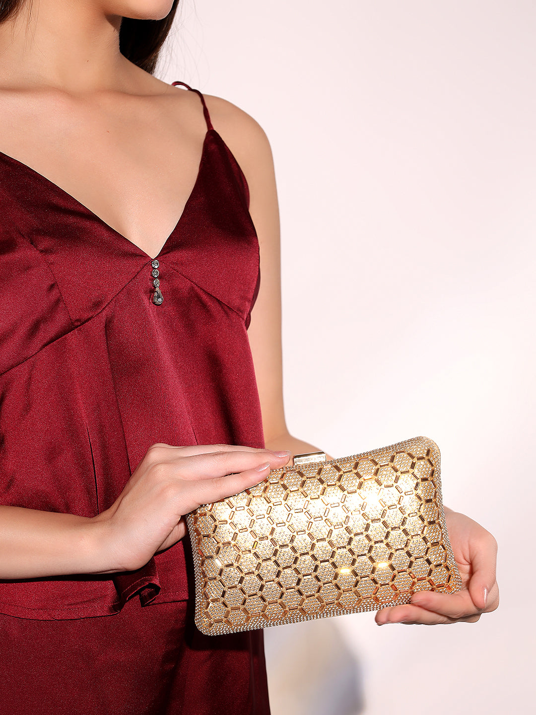 Patterned Golden Fancy Clutch