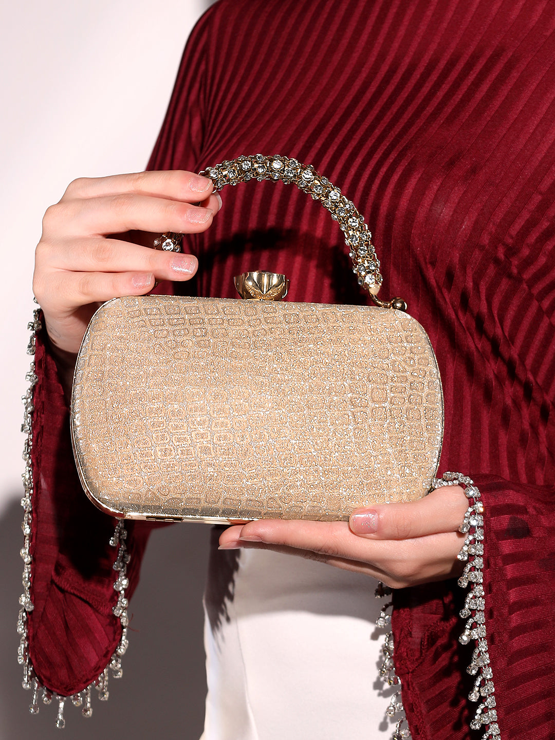 Patterned Golden Fancy Clutch