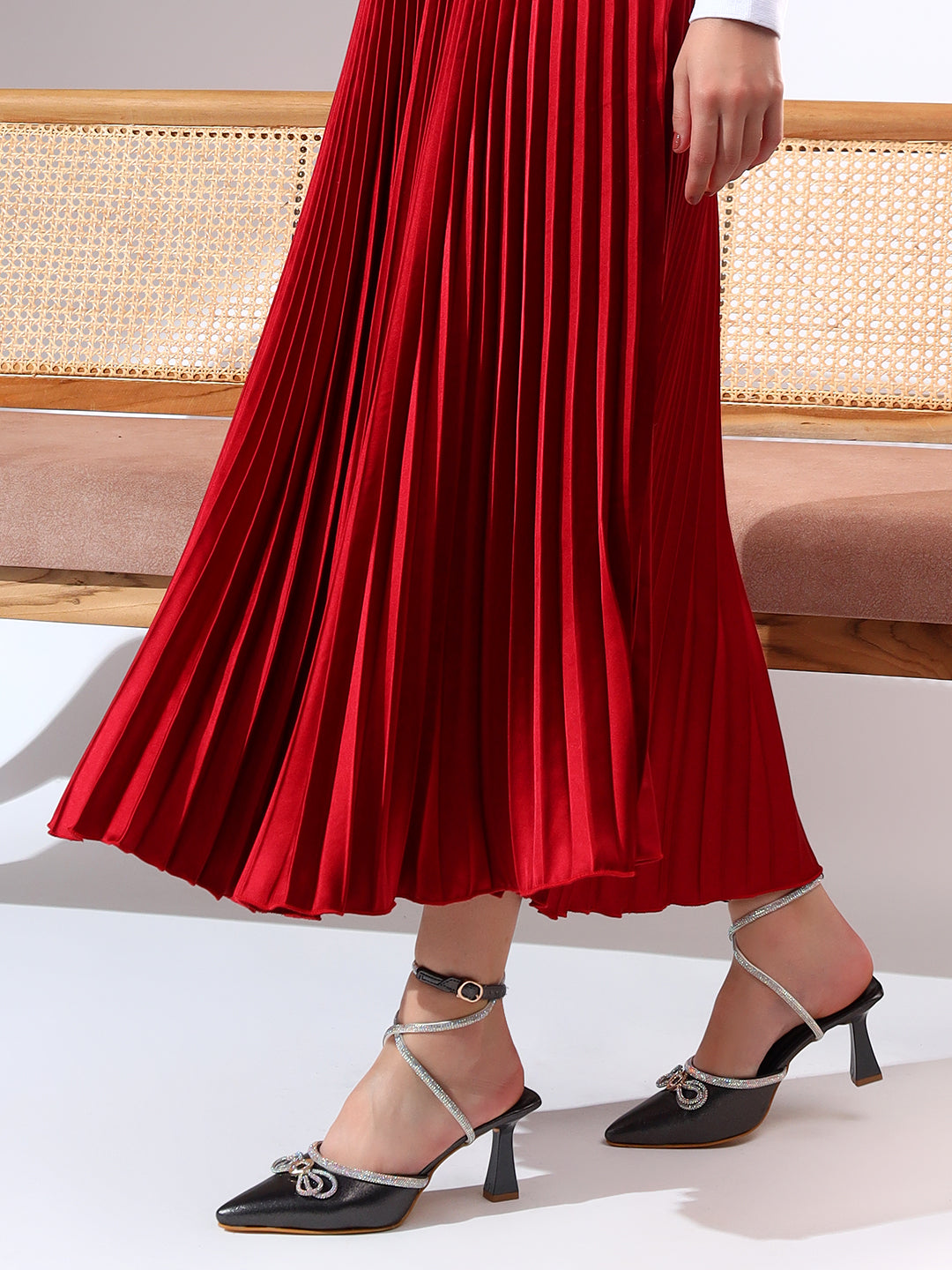 Embellished Black Strapped Mule Sandals