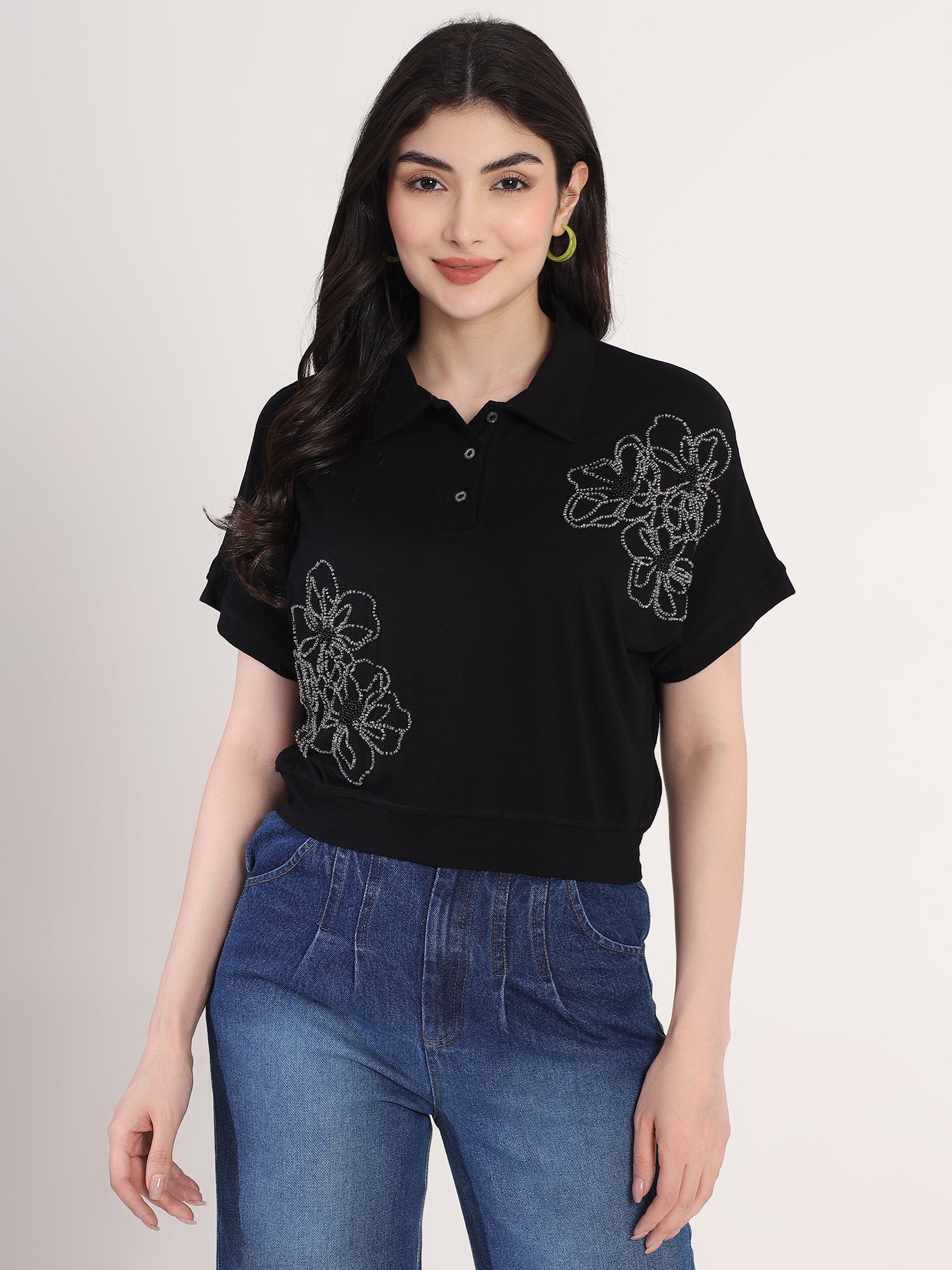 Embellished Black T-Shirt
