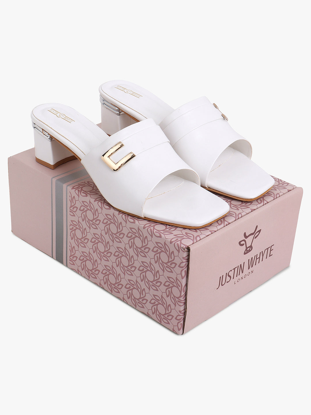 Classy White Low Heel Sandals
