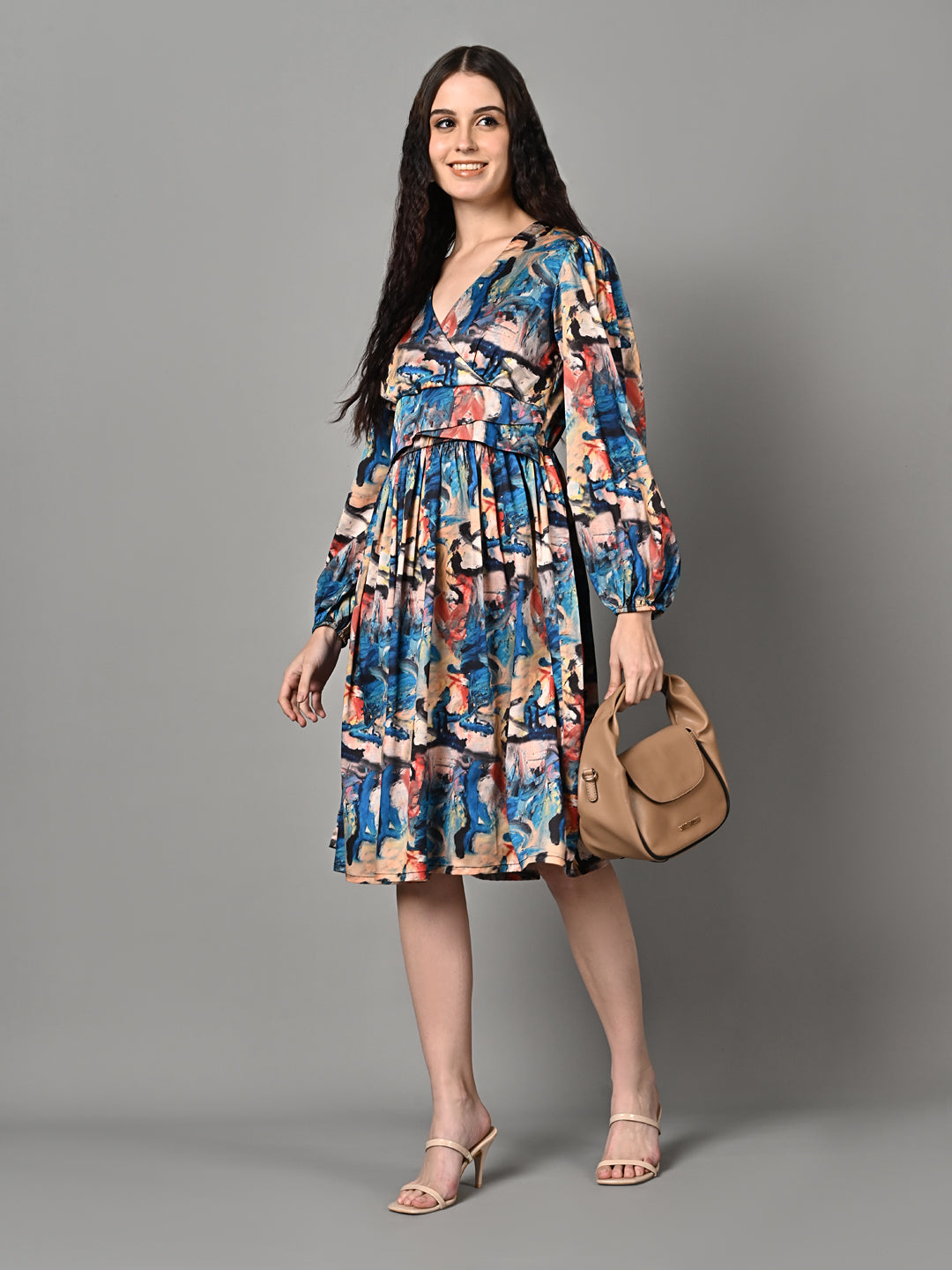 Stylish Printed Pleated Dress