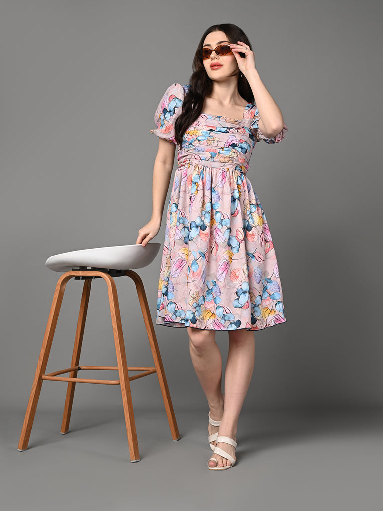 Sailor Gathered Fit & Flair Dress