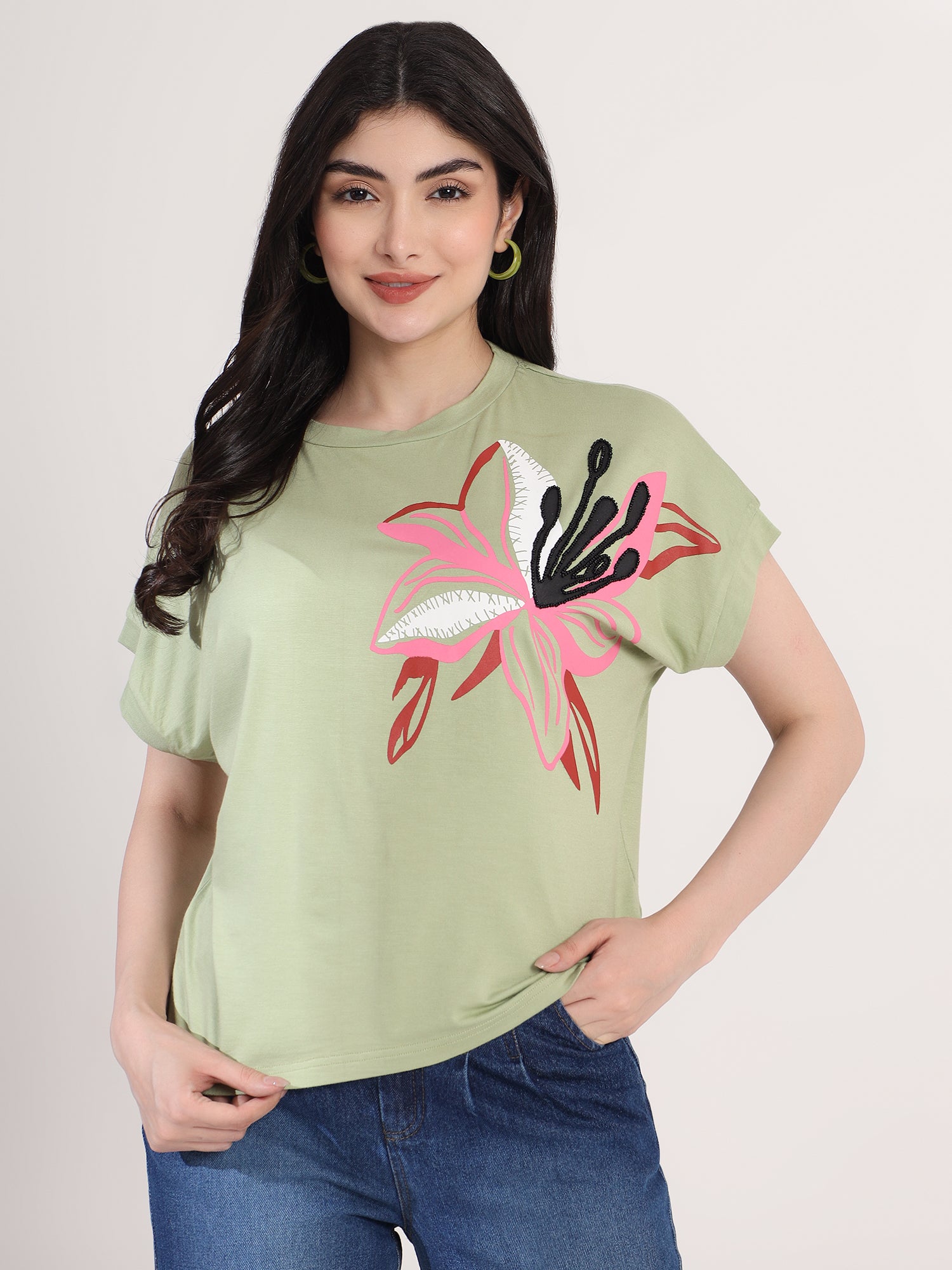 Fancy Green Floral T-Shirt