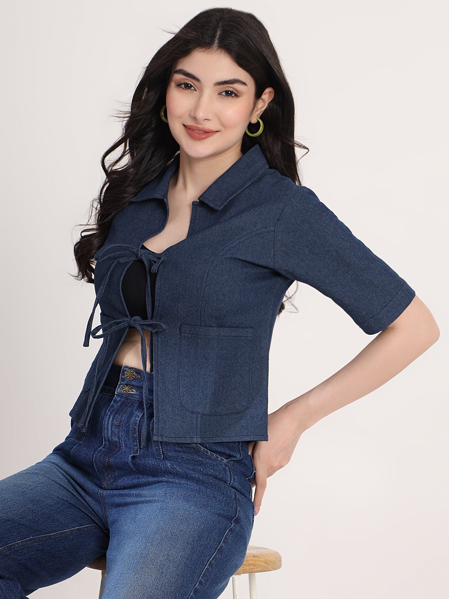 Classy Blue Denim Shirt Top