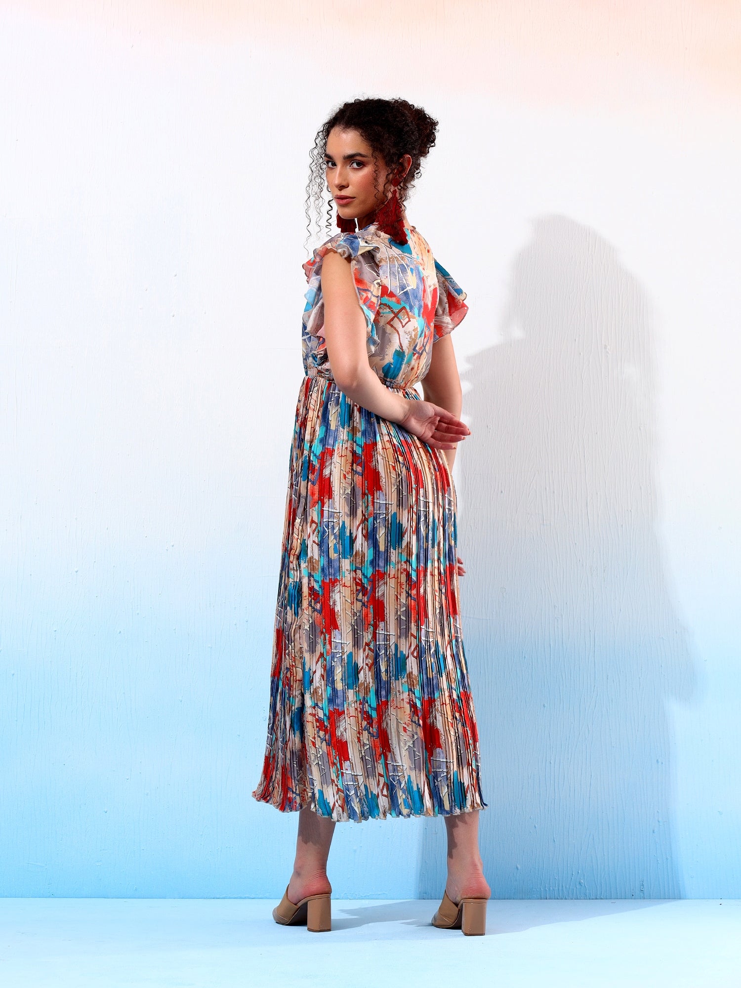 Fancy Printed Pleated Dress