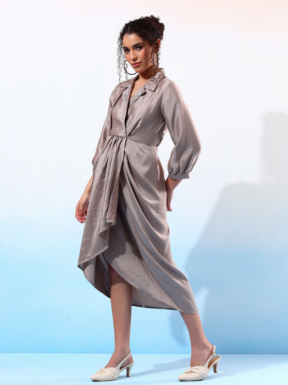 Embellished Grey Layered Dress