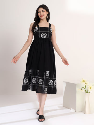 Classy Black Flared Dress
